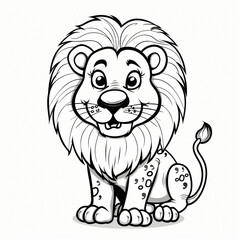 Fototapeta premium cartoon of a lion children coloring book page