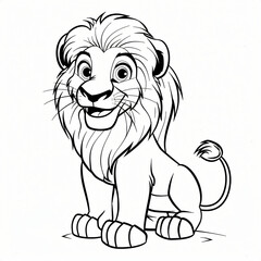 Fototapeta premium cartoon of a lion children coloring book page