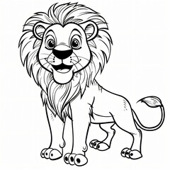 Obraz premium cartoon of a lion children coloring book page