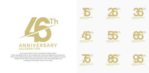 anniversary logotype vector set with gold color and slash for celebration day
