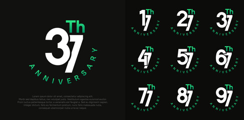 anniversary set vector design with white and green color for celebration moment