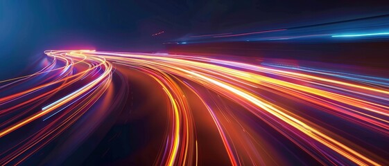 Radiant light trails, dark environment, velocity motion,