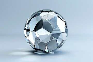 Naklejka premium 3D rendering of an abstract faceted sphere with a mirror finish, generated by ai