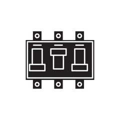 Circuit breaker switch vector flat black illustration on white background..eps
