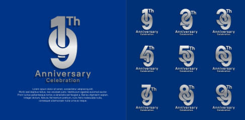 anniversary logotype vector design with silver color for celebration moment
