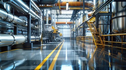 Neat and tidy industrial factory with advanced machinery, high quality