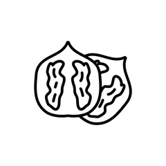 Walnut nut vector icon. Whole and peeled walnut trendy style linear illustration for web and app on white background..eps
