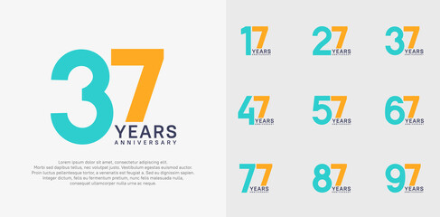 anniversary logo style vector design with orange and blue color can be use for celebration day