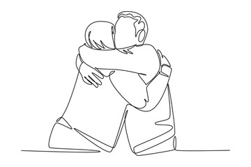 Meet Up Concept. Single line draw design vector graphic illustration.