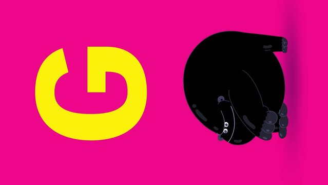 G letter big color vertical like gorilla cartoon animation. Animal loop. Educational serie with bold style character for children. Good for education movies, presentation, learning alphabet, etc...