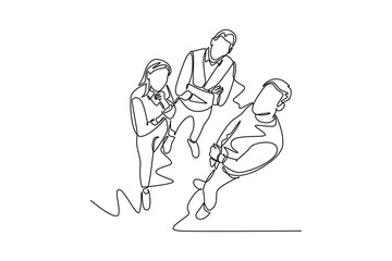 Meet Up Concept. Single line draw design vector graphic illustration.
