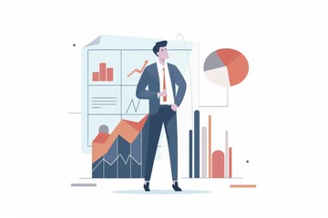 Conceptual Business Flat Illustration created with Generative AI