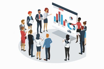 Conceptual Business Flat Illustration created with Generative AI