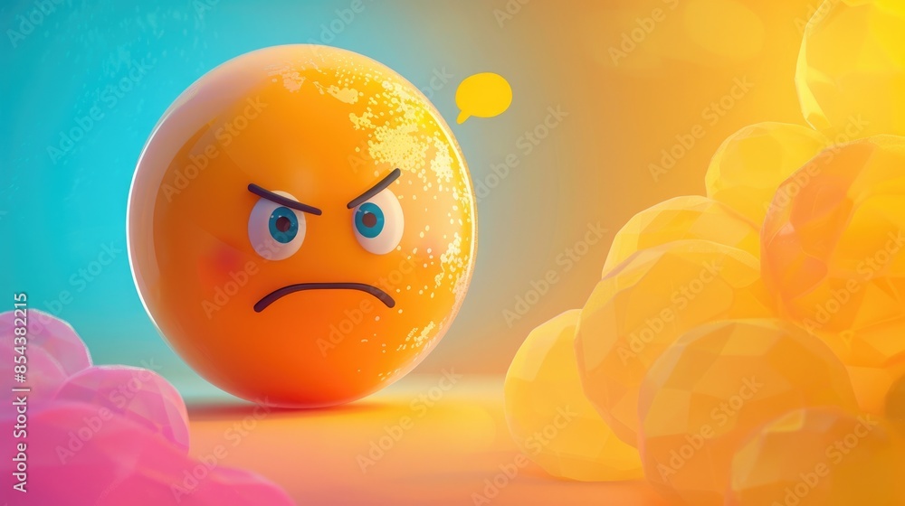 Poster a cartoon rendering of a sad character emoticon is shown expressing its dislike within a vibrant spe