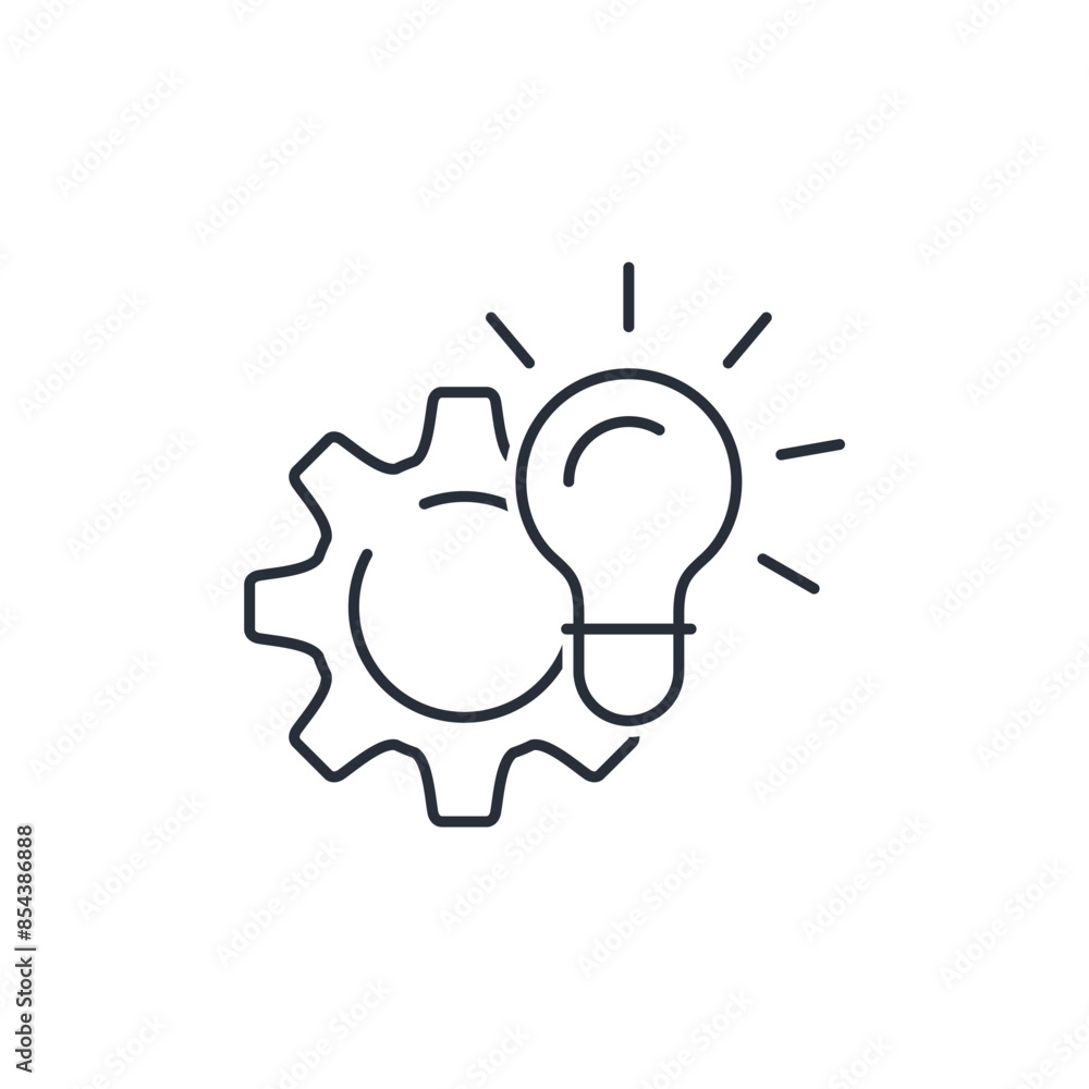 Poster idea generation. mind business solution. vector linear icon isolated on white background.