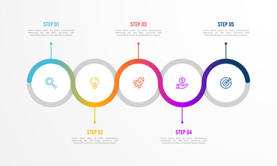 Infographic Illustration design template with icons and 5 options or steps. Can be used for process, presentations, layout, banner,info graph. element timeline 5 step option point infographics designs
