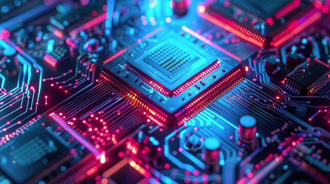 Design of algorithms specifically for quantum computers in technology concept. Video background, footage. 