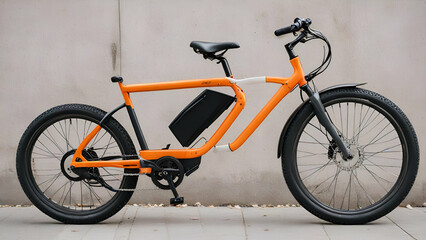Fototapeta premium white, grey, blue and yellow electric bike isolated on white