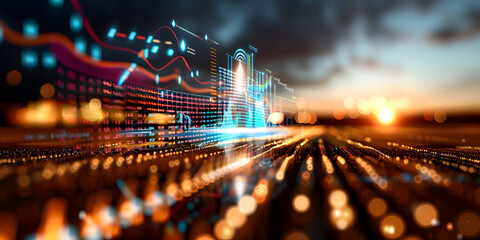 Fototapeta premium Global Warming Concept with digital icons like water, farm, land, weather, sun, rain, fire, dryness 