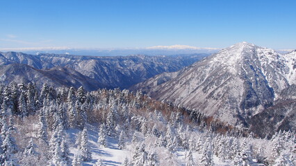 snow covered mountains in winter