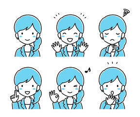 シンプルでかわいいビジネス女性セット