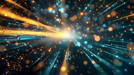 Fototapeta premium Geometric glowing lines particle technology background