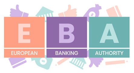 EBA. EUROPEAN BANKING AUTHORITY acronym. Concept with keyword and icons. Flat vector illustration. Isolated on white.