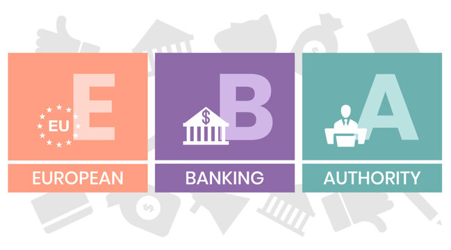 EBA. EUROPEAN BANKING AUTHORITY acronym. Concept with keyword and icons. Flat vector illustration. Isolated on white.