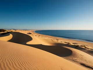 Maspalomas sand dunes on a clear day in Las Palmas de Gran Canaria, Spain