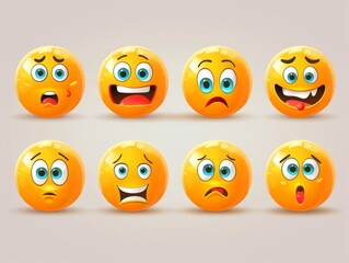 Naklejka premium Vector illustration. A set of emoticons. A package of emoji icons. Funny yellow faces. Emoji Day
