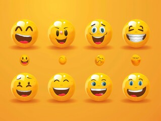 Obraz premium Vector illustration. A set of emoticons. A package of emoji icons. Funny yellow faces. Emoji Day