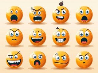 Naklejka premium Vector illustration. A set of emoticons. A package of emoji icons. Funny yellow faces. Emoji Day