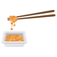 糸を引くパック入りの納豆