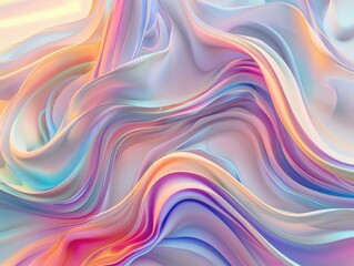 Obraz premium Swirling abstract waves in pastel hues of pink, purple, blue, and peach create a soft, flowing pattern with smooth, seamless transitions and gradients.