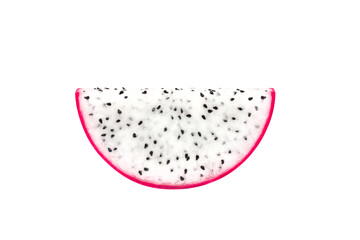 Fresh dragon fruit Half cut saw the flesh of the dragon fruit or pitahaya (pitaya) isolated on...