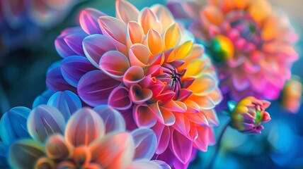 a close-up on bright, blooming flowers, capturing intricate details and vivid colors