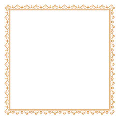 Decorative frame Elegant vector element for design in Eastern style, place for text. Floral golden and white border. Lace illustration for invitations and greeting cards