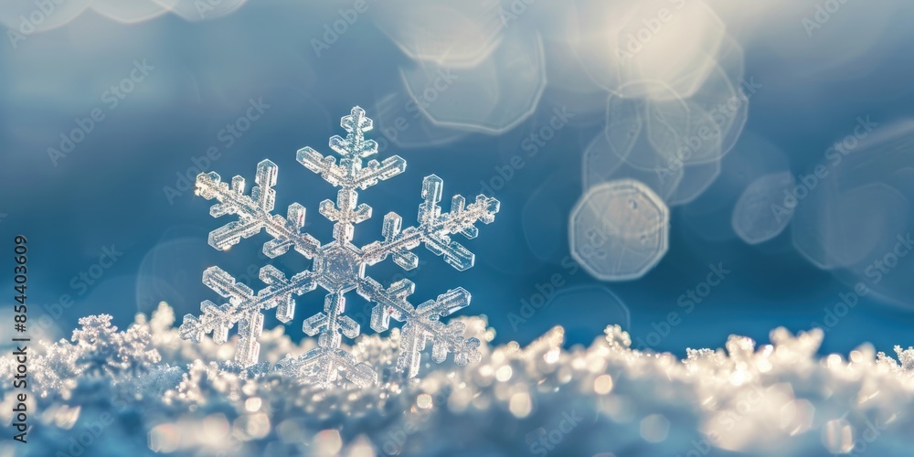 Aufkleber a snowflake is on the ground in front of a blue sky. generate ai image