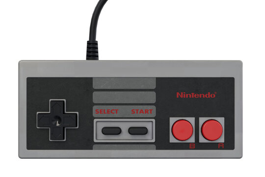 Classic NES Controller - Front View Nintendo Entertainment System Gamepad, retrogame