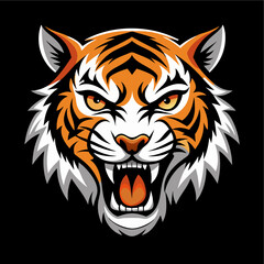 Angry tiger head only icon yellow color