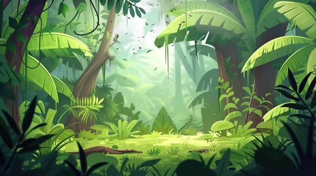 Lush jungle landscape with dense vegetation and towering trees, exotic wilderness
Seamless looping 4k time-lapse virtual video animation background. Generated AI
