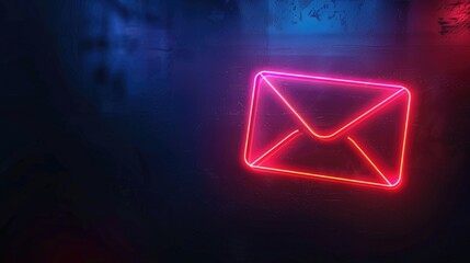 Neon effect trash email spam icon with a glowing loop on a dark background