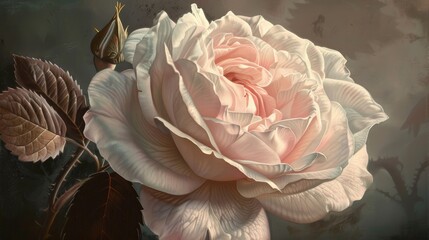 A big pale pink rose