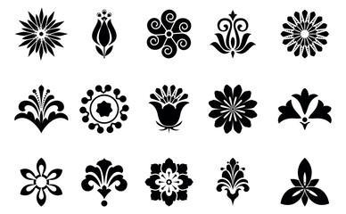 Flowers icon set. Flowers isolated on transparent background. Flowers in modern simple. Cute round flower plant nature collection. Vector illustrator