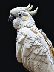 white cockatoo full body on black background