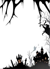 Obraz premium Haunted Horror, empty space illustration, background