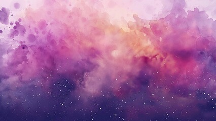 Purple night sky watercolour background with stars