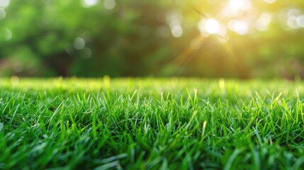 Naklejka premium Close up of fresh green grass on a lawn