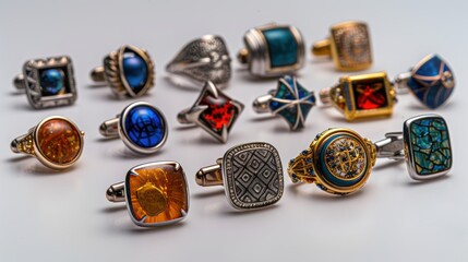 A collection of vintage rings featuring various gemstones and intricate designs displayed on a...