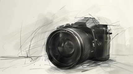 Photo camera doodle icon. Hand drawn sketch in vector